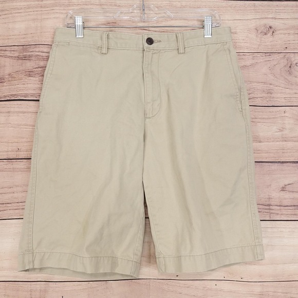 Lands' End Other - Lands' End Shorts Mens 31 Beige Chino Cotton Canvas Flat Front 10 Inseam Casual